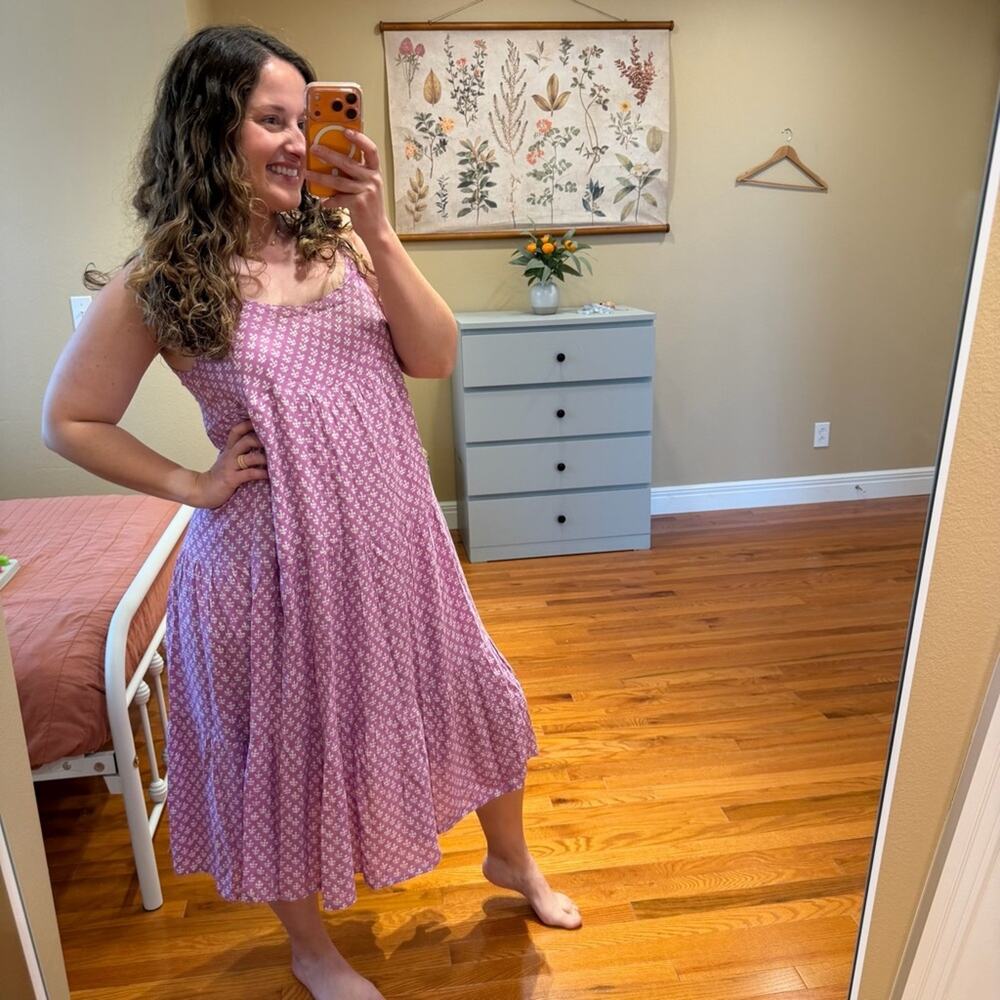 Tuckernuck J. Marie Purple Block Printed Floral Strappy MIDI Dress Medium